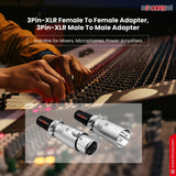 5Core XLR Connector Male Female to 1/4 Audio Jack 3 Pin Secure Mic Plug w Locking Ends