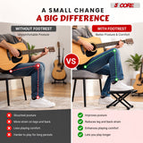 5Core Guitar Foot Stool Height Adjustable Folding Leg Rest Classical Footrest