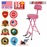 5Core Guitar Stool 3.15" Padded Chair w Backrest Foldable Music Seat Built in Foot Rest Guitar Stand