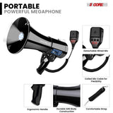 5 Core Megaphone 50W Bluetooth Rechargeable Bullhorn 1100 Yards Loud Siren w LED/USB/SD/AUX
