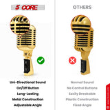 5Core Vintage Microphone Classic Dynamic Professional XLR Studio Retro Style Mic Gold
