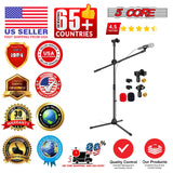 5 Core Mic Stand Floor Height Adjustable Tripod Microphone Stands w Extending Telescoping Boom Arm