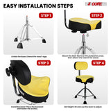 5 Core Drum Throne w Backrest 4" Padded Stool Airlift 25" Adjustable Drummer Stool 441Lb Capacity