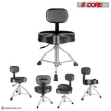 5Core Drum Throne 4" Cushion Padded Stool w Backrest Airlift Height Adjustable Chair w 441Lb Capcity