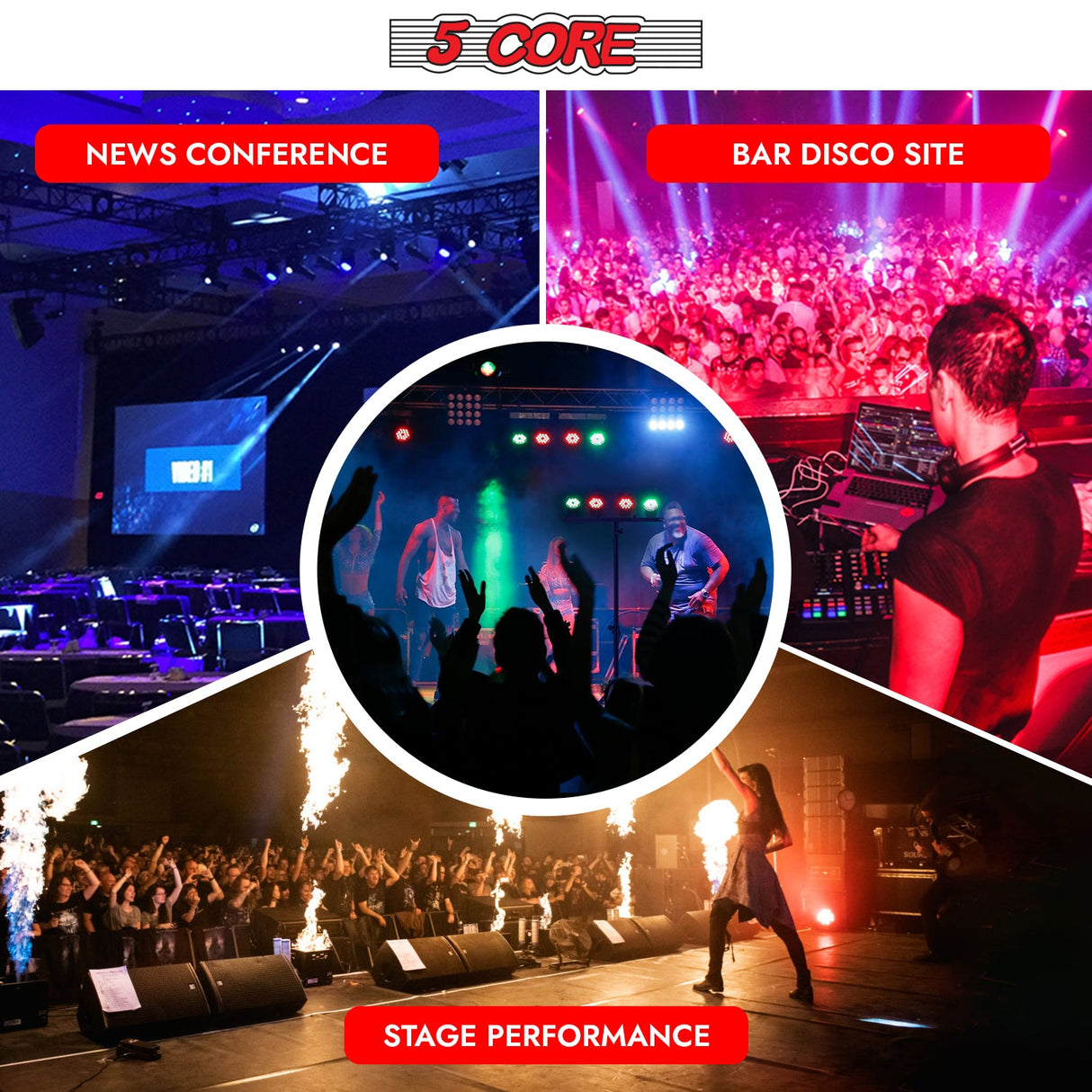 5Core DJ Light Stand Stage Lighting Truss System Hand Crank Heavy Duty Adjustable T bar Mount Tripod