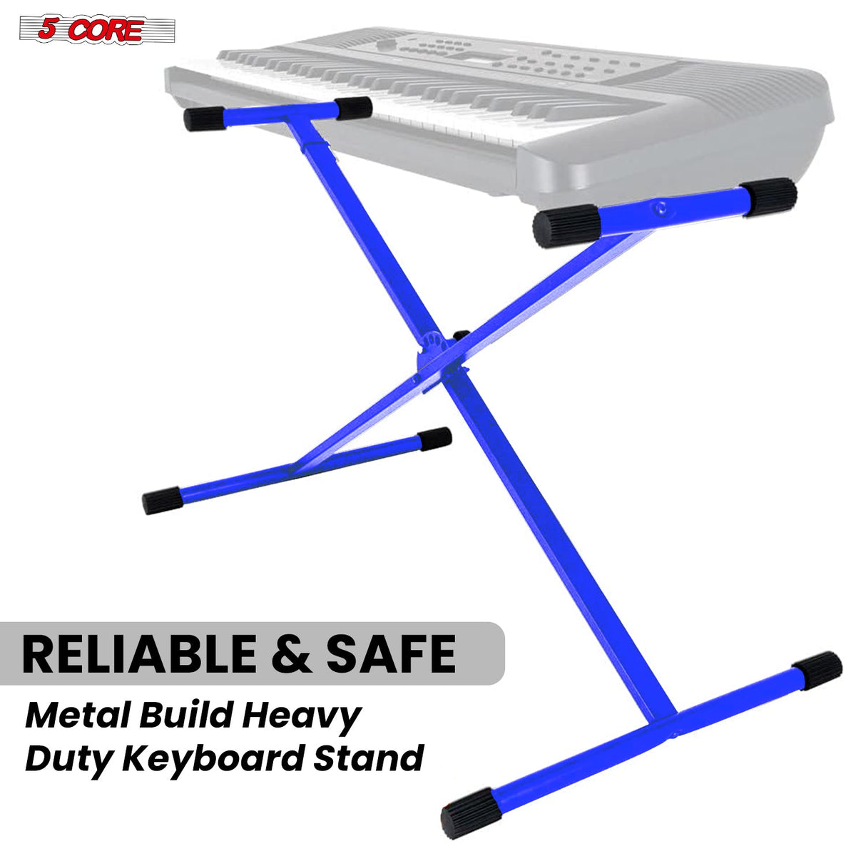 5Core Keyboard Stand Single X Style Adjustable Lift Piano Riser For 49 To 88 Keys BLUE
