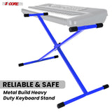 5Core Keyboard Stand Single X Style Adjustable Lift Piano Riser For 49 To 88 Keys BLUE