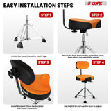 5 Core Drum Throne w Backrest 4" Padded Stool Airlift 25" Adjustable Drummer Stool 441Lb Capacity