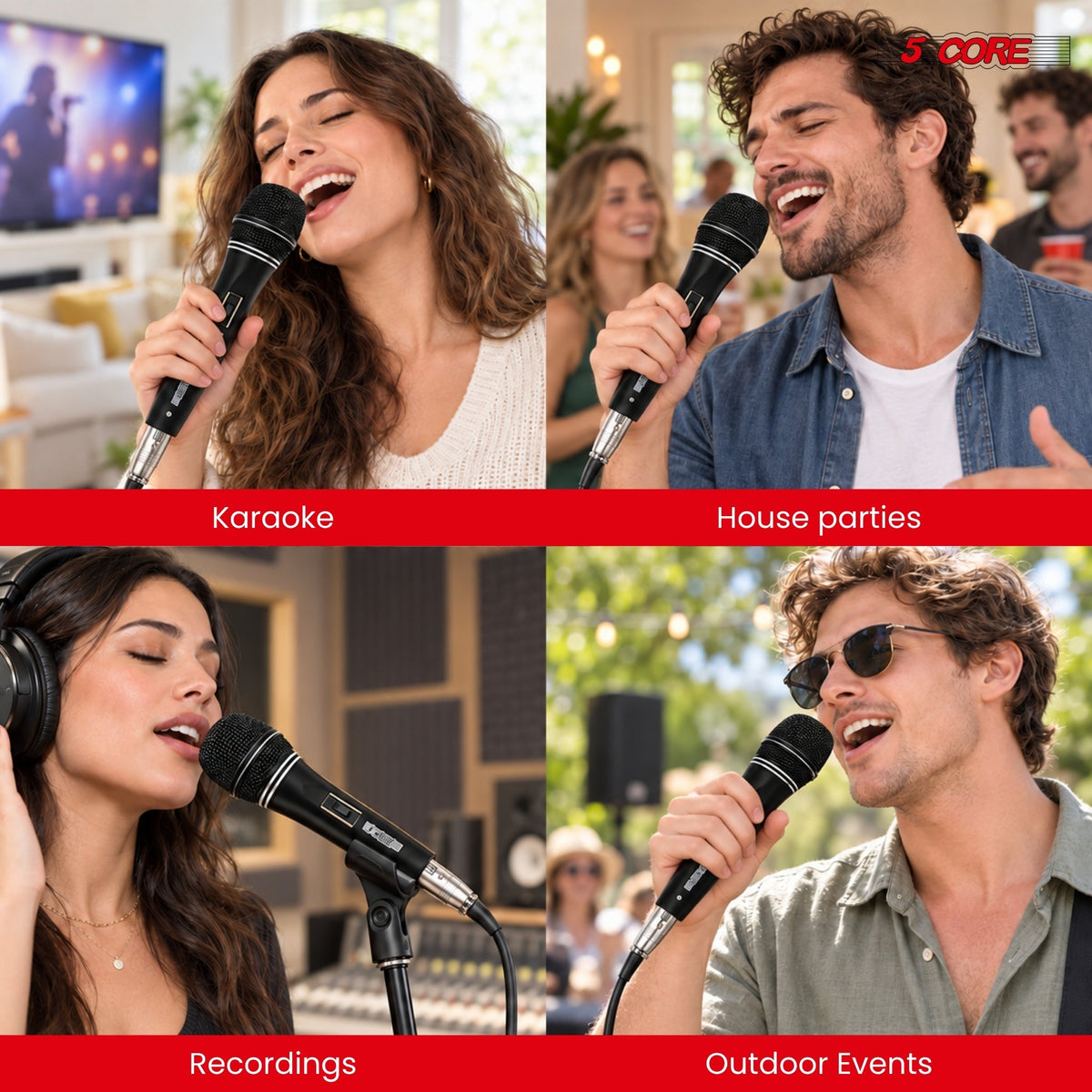 5 Core Dynamic Microphone Vocal Mic w Neodymium Magnet.