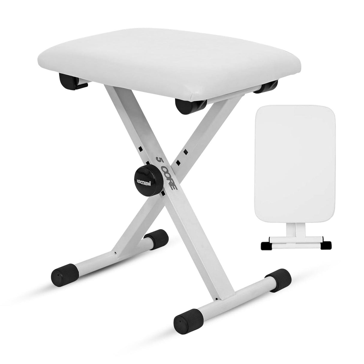 5 Core Keyboard Bench 2" Padded Cushioned Piano Stool Height Adjustable Guitar Seat Folding Portable