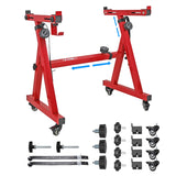 5Core Keyboard Stand Z Style Sturdy Adjustable Electric Piano Riser Holder With Wheels RED