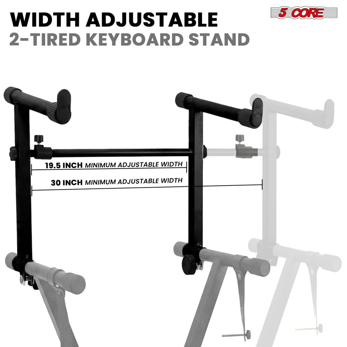 5 Core Keyboard Stand Adapter 2 Tier Adjustable Second Extension Add On for Digital Piano Stands