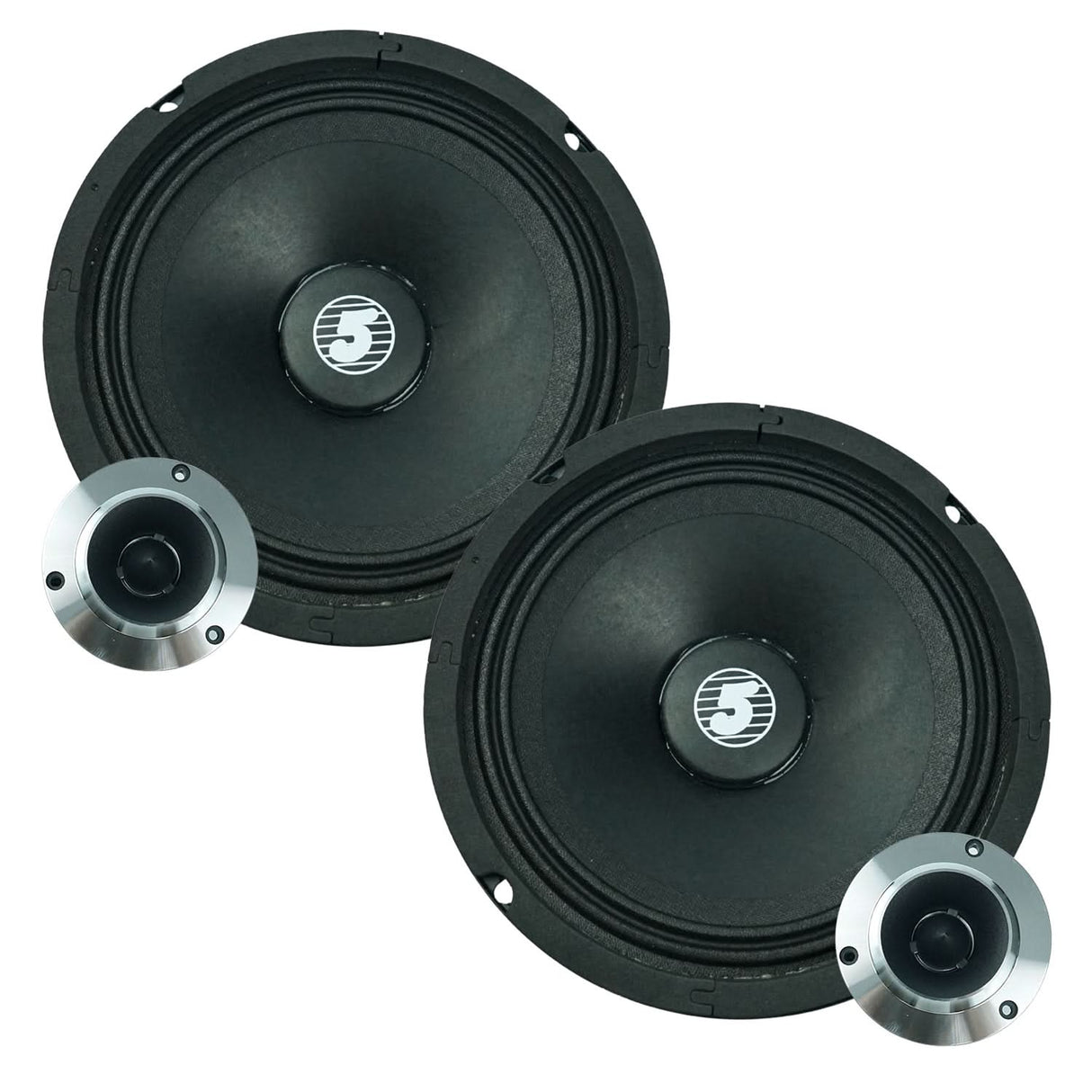 5 Core 6.5" Mid-Range Replacement 2Pc Pro Audio Car Speaker 360W 4 Ohms 60W Aluminum Super Tweeters