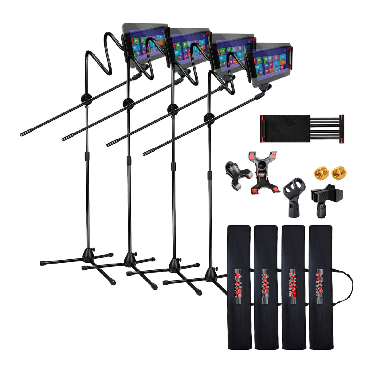 5 Core Tripod Mic Stand w Phone Holder Height Adjustable Microphone Mount Stands