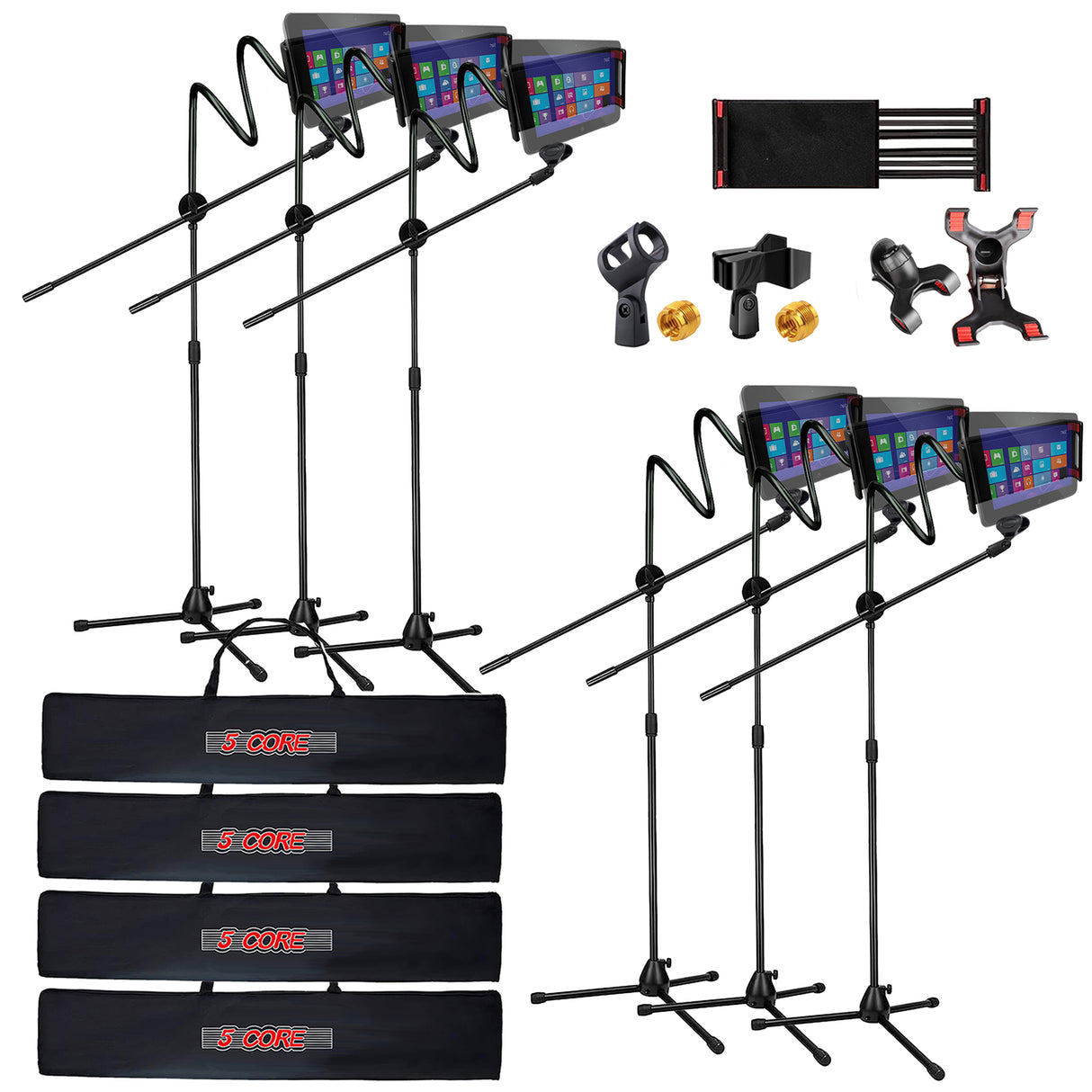 5 Core Tripod Mic Stand w Phone Holder Height Adjustable Microphone Mount Stands