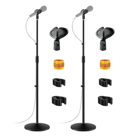 5 Core Mic Stand Pair Round Base Height Adjustable Universal Microphone Mount Stands