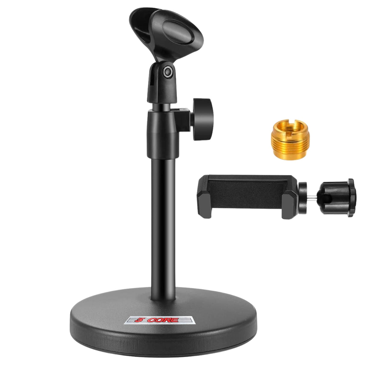 5Core 3n1 Mic Stand Desk Adjustable Table Microphone Stands w Phone Holder Mic Clip