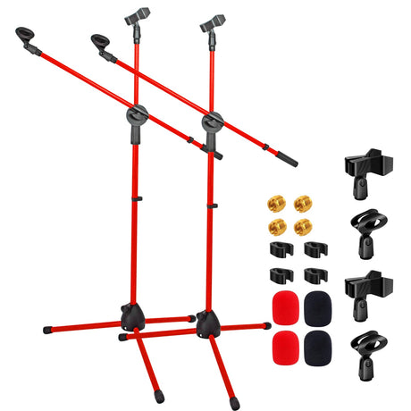 5 Core Mic Stand 2Pcs Floor Height Adjustable Tripod Microphone Stands w Telescoping Boom Arm