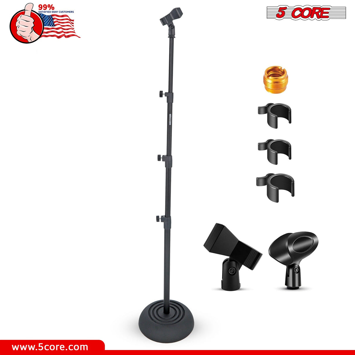 5Core Mic Stand Floor Adjustable Universal Heavy Duty Microphone Stands Round Base Soporte De micrófono