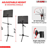 5Core Music Stand For Sheet Music Portablr Folding Tripod + Detachable Mic Holder