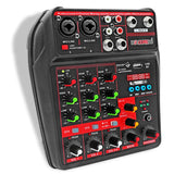 5Core Audio Mixer 4 Channel DJ Soundboard USB Interface Bluetooth Mixing Console w Repeat Delay +48V