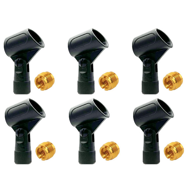 5Core microphone clip holder 6 pack with 5/8 to 3/8 inch screw adapters