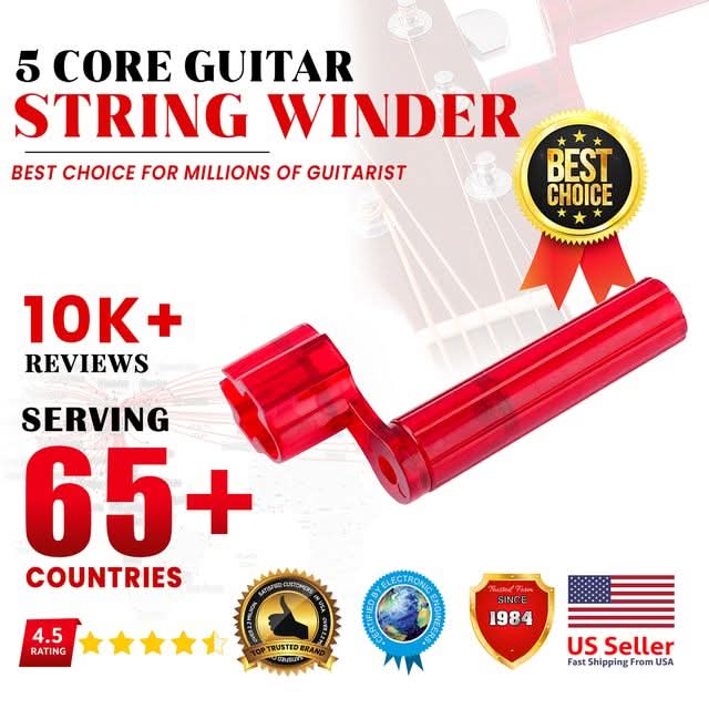 5Core Guitar String Winder Professional Guitars Tools Peg Winder with Bridge Pin Remover