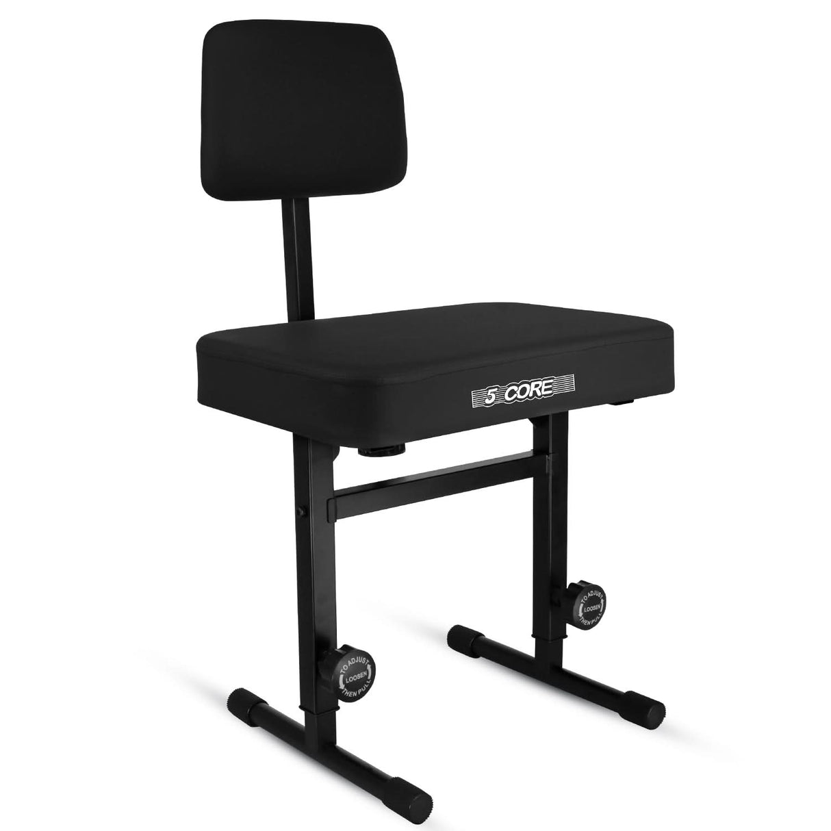 5 Core Piano Bench 3" Padded Cushioned Stool w Backrest Heavy Duty Musician Chair Height Adjustable