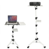 Projector Stand 29.5 to 71 Inch Adjustable Tripod 2 Shelves Portable Laptop Cart w Phone Holder