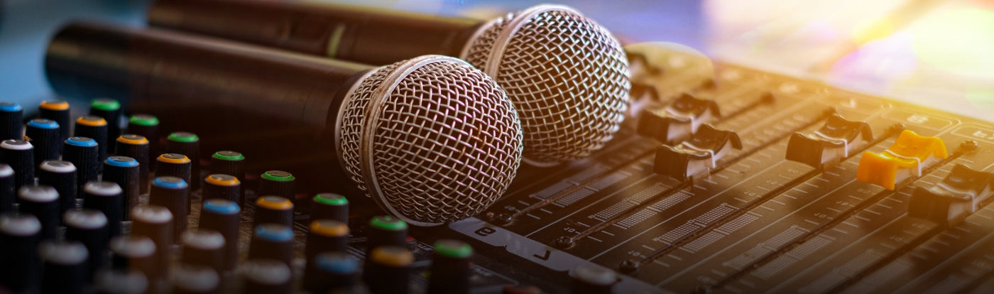 Two microphones on a soundboard