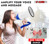 5 Core Megaphone 30W Bull Horn PA Speaker w 800 Yards Range Loud Siren Voice Amplifier Portable