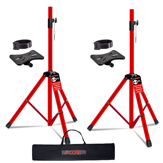 5 Core Speaker Stand Pair Adjustable 31 to 54" PA DJ Tripod Stands Heavy Duty w 35mm Insert 132 Lbs