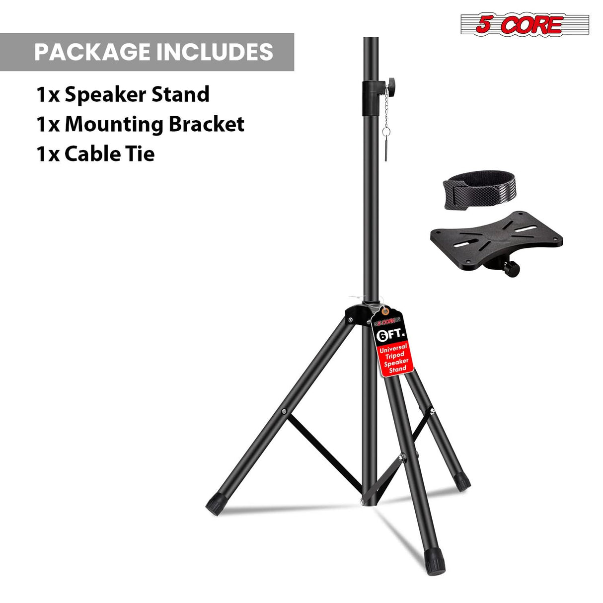 5 Core Speaker Stand Height Adjustable PA DJ Tripod Studio Monitor Stands w 35mm Compatible Insert