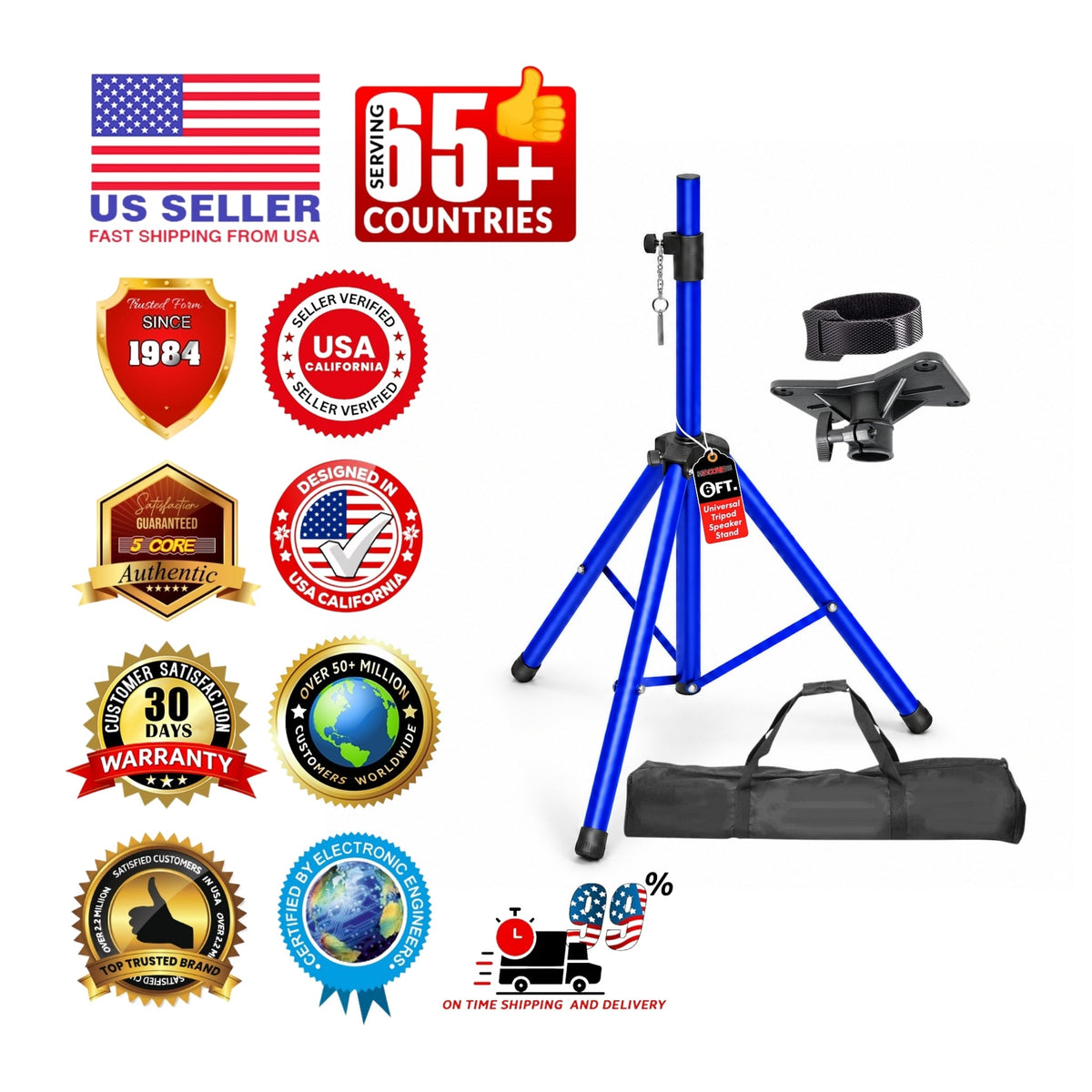 5 Core Speaker Stand Tripod Pair Adjustable PA DJ Universal Pole Mount