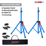 5 Core Speaker Stand Tripod Pair Heavy Duty Adjustable 48" Universal Mount for PA DJ Studio w Bag