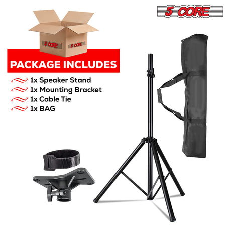 5 Core Speaker Stand Adjustable PA DJ Tripod Stands w 35mm Pole 132 Lbs Capacity