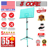 5Core Music Stand For Sheet Music Portable Tripod Adjustable Folding Note Holder