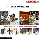 5Core Music Stand For Sheet Music Portable Tripod Adjustable Folding Note Holder