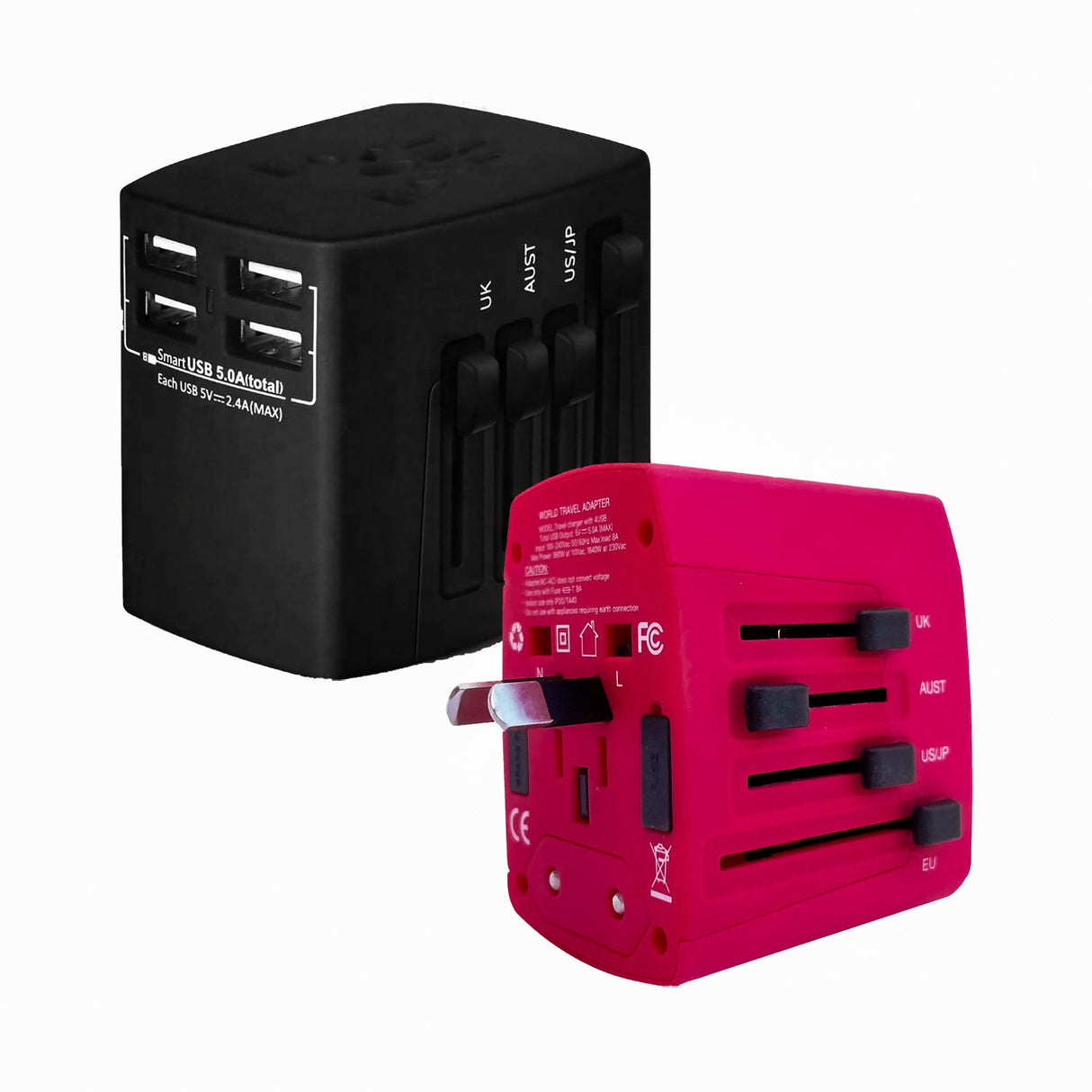 5Core Universal Travel Adapter International Power Adapters 2 Pack Multicharger Plug