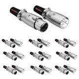 5Core XLR Connector Male Female to 1/4 Audio Jack 3 Pin Secure Mic Plug w Locking Ends 10 PAIR