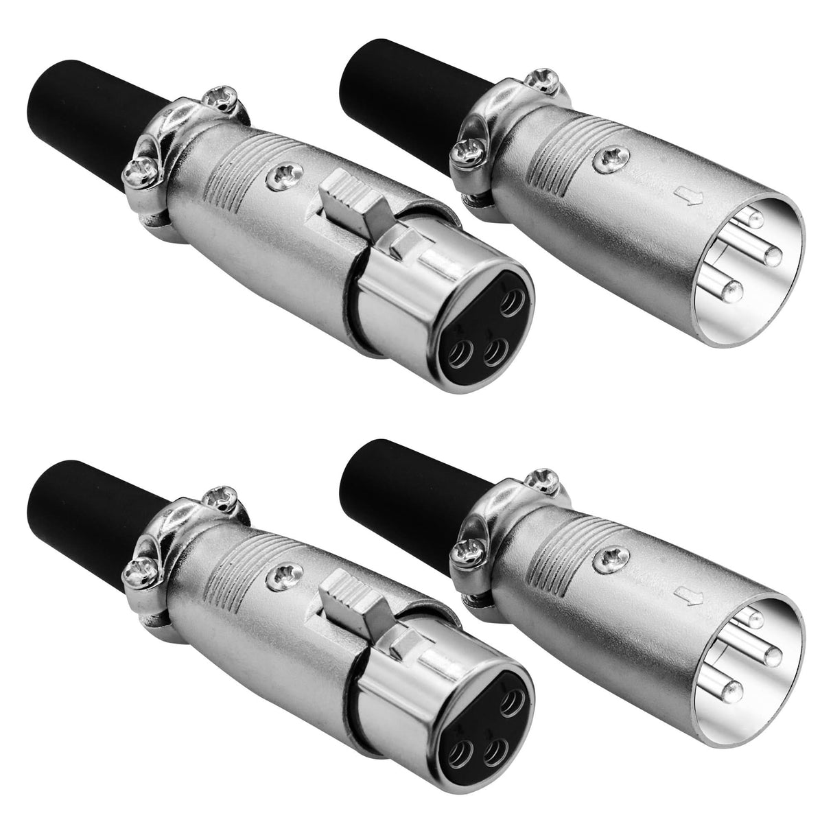 5Core XLR Connector 2 Pair Male Female to 1/4 Audio Jack 3 Pin Secure Mic Plug w Locking Ends