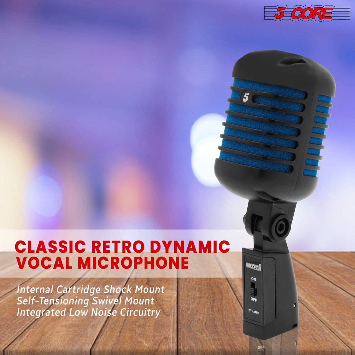5Core Vintage Microphone Classic Dynamic Professional XLR Studio Retro Style Mic Blue