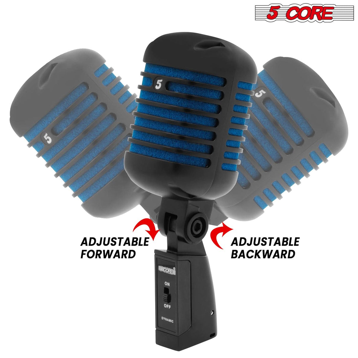 5Core Vintage Microphone Classic Dynamic Professional XLR Studio Retro Style Mic Blue