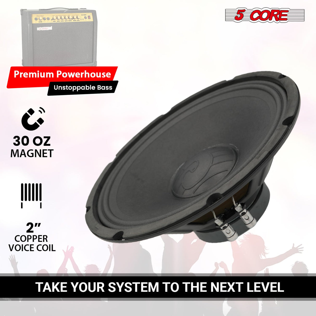 5 Core 12 Inch Guitar Speaker 200W 8 Ohm Amp Cabinet Replacement Amplifier Woofer