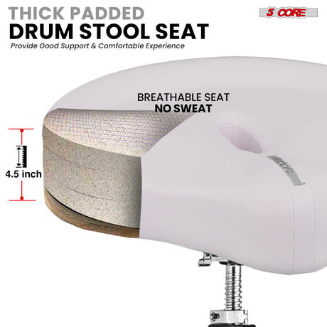 5 Core Drum Throne w 4.5" Padded Stool Adjustable Drummer Chair