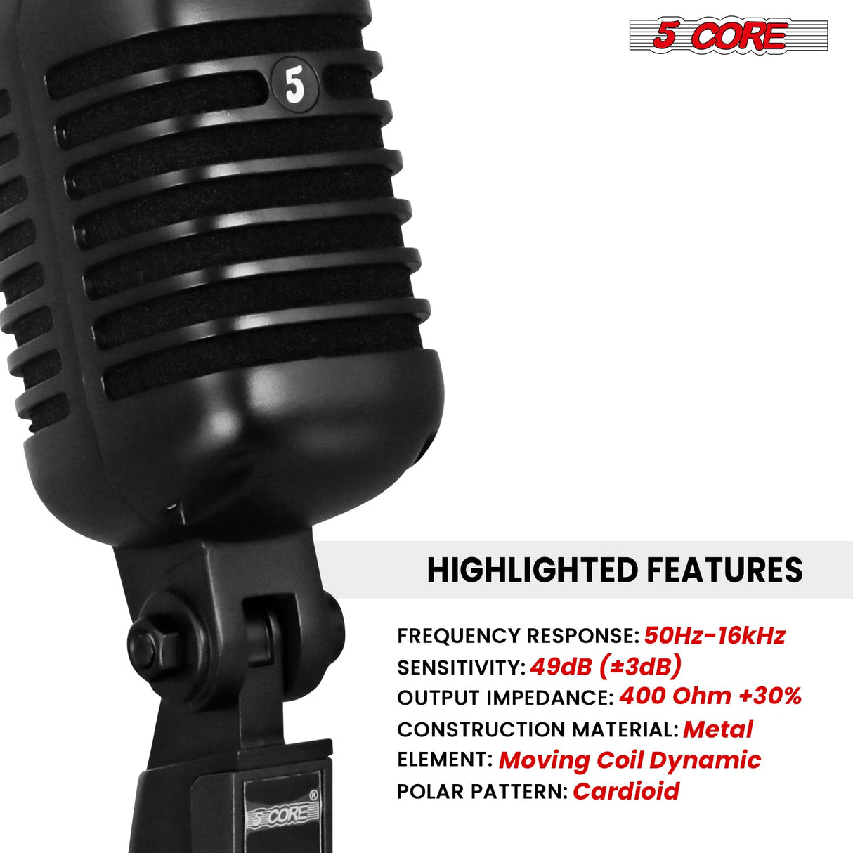 Dynamic microphone with durable construction and clear sound quality, ideal for live performances and vocals