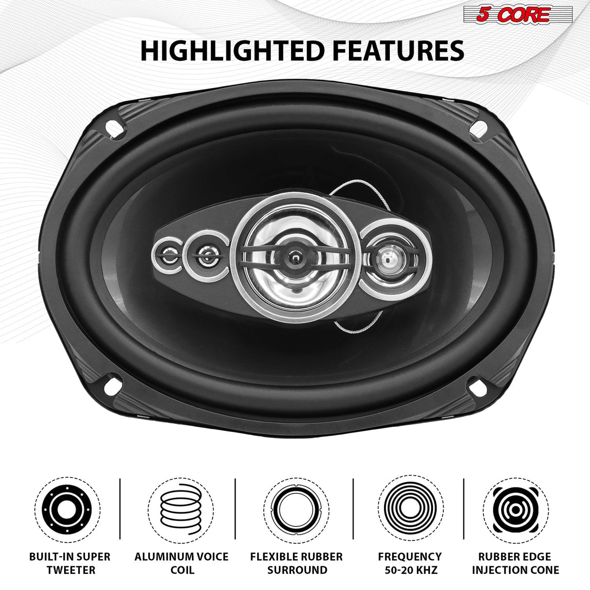 5Core 6x9 Car Speaker 800W 4Ohm 4 Way Coaxial Speaker w Super Tweeter Universal Fit for Vehicle