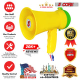 5Core Megaphone Bullhorn Speaker 15W Mini Battery Power Bull horn w Siren 400 Yard Range Yellow