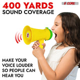 5Core Megaphone Bullhorn Speaker 15W Mini Battery Power Bull horn w Siren 400 Yard Range Yellow