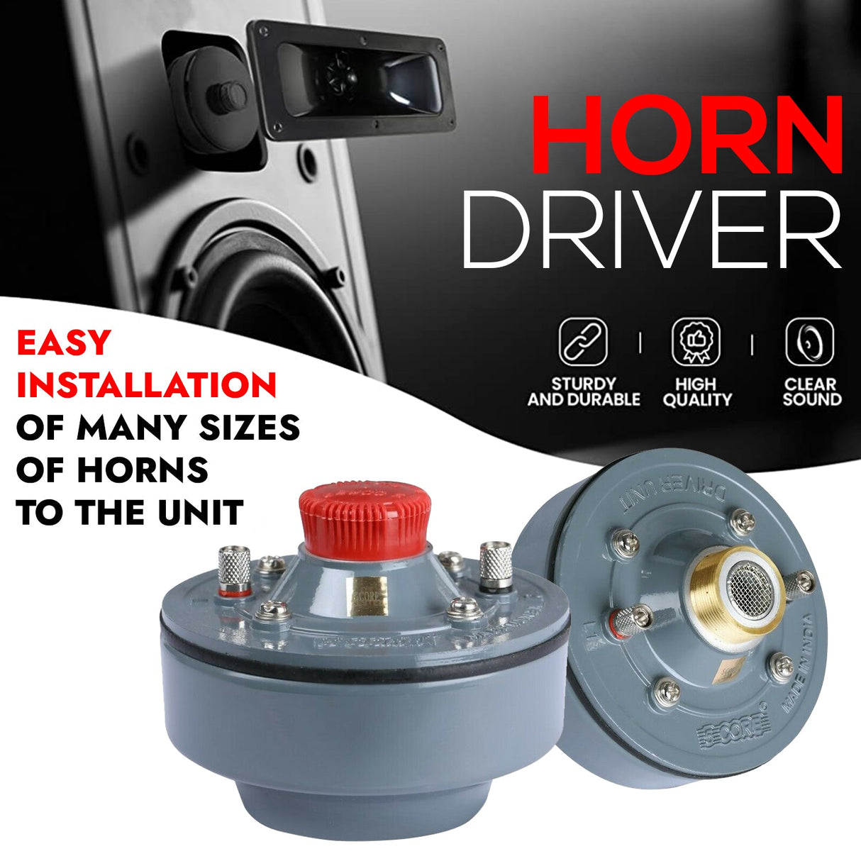 5 Core PA Horn Speaker 800W PMPO Compression Driver in 22 Inch Trumpet Throat Loud Audio System